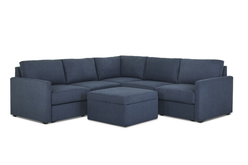 Flex 5-Seat Sectional with Narrow Arm and Storage Ottoman