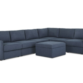 Flex 6-Seat Sectional with Narrow Arm and Storage Ottoman