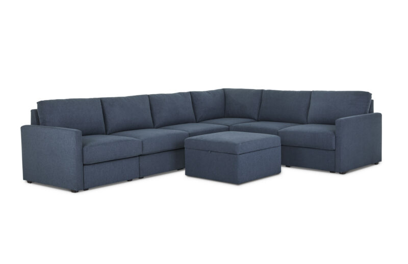 Flex 6-Seat Sectional with Narrow Arm and Storage Ottoman