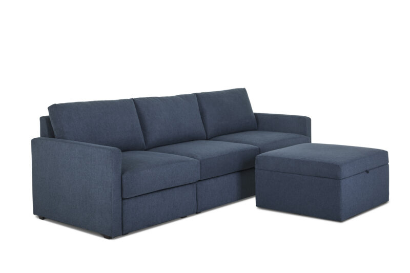 Flex 4-Seat Sectional with Narrow Arm and Storage Ottoman