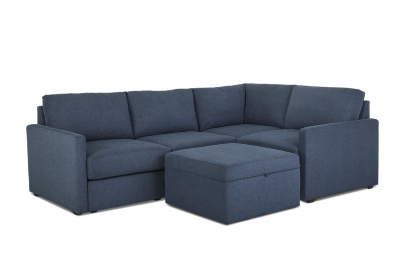 Flex 4-Seat Sectional with Narrow Arm and Storage Ottoman