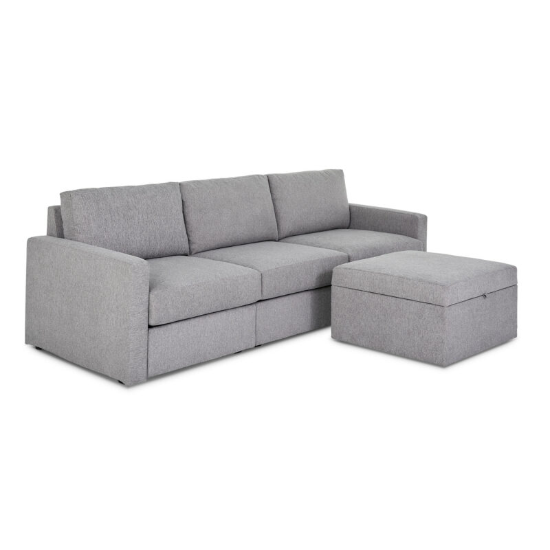 Flex Sofa with Standard Arm and Storage Ottoman