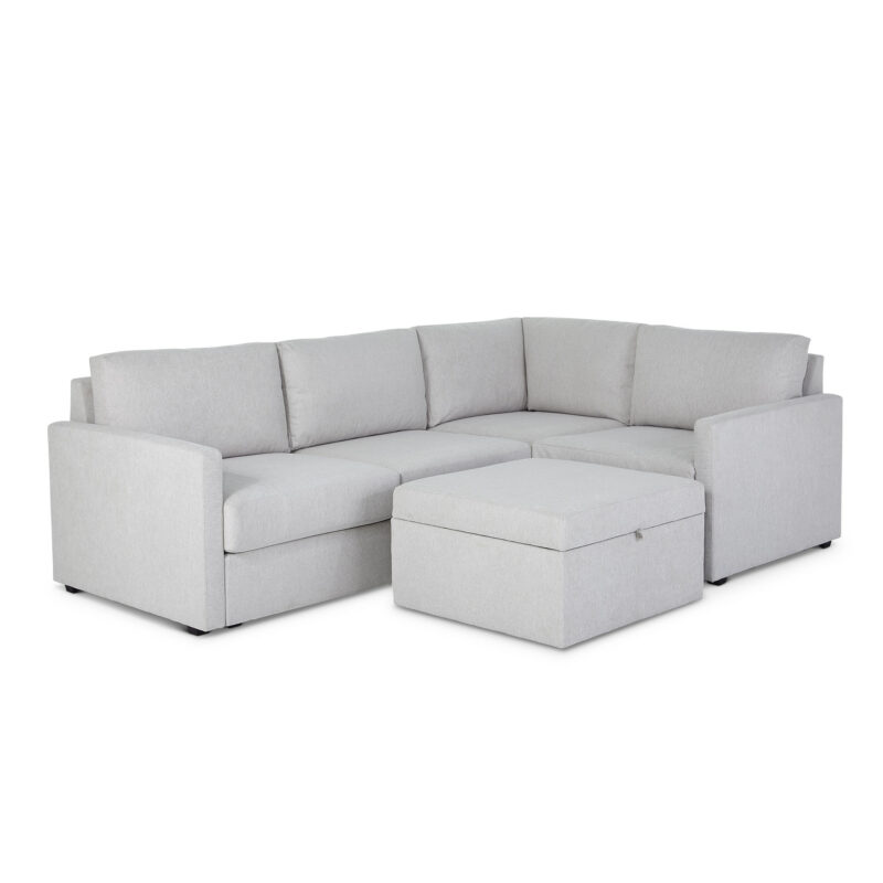 Flex 4-Seat Sectional with Narrow Arm and Storage Ottoman