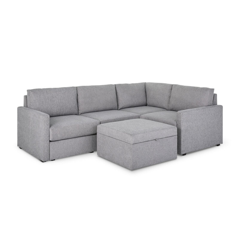 Flex 4-Seat Sectional with Narrow Arm and Storage Ottoman