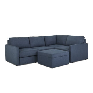 Flex 4-Seat Sectional with Narrow Arm and Storage Ottoman