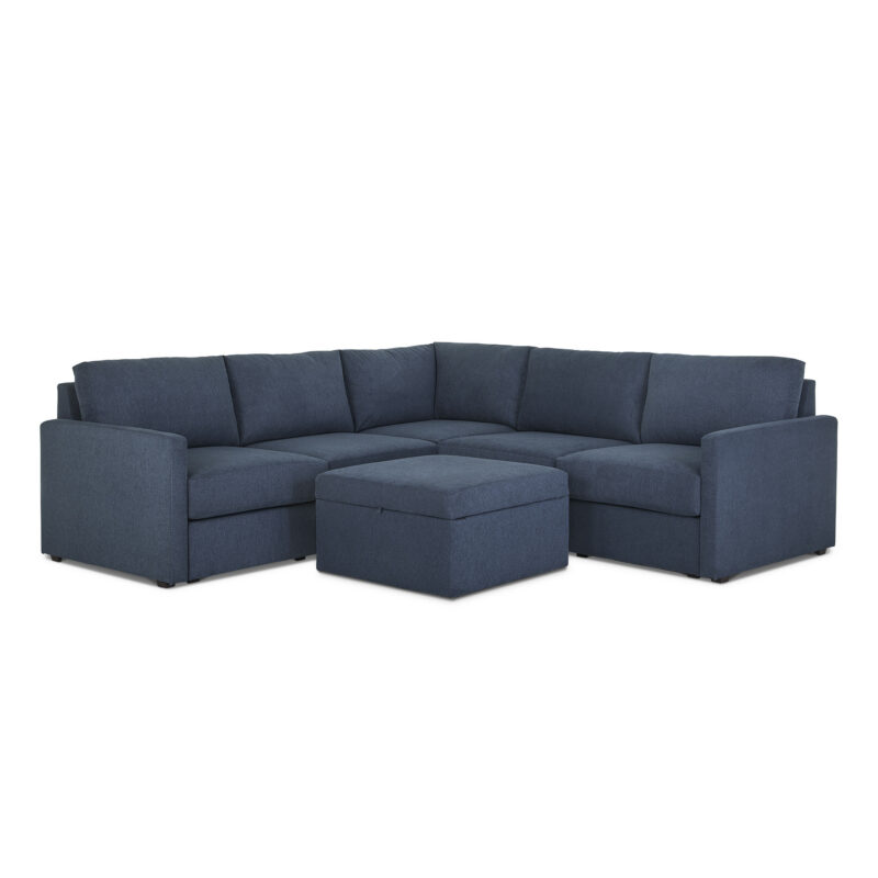 Flex 5-Seat Sectional with Narrow Arm and Storage Ottoman