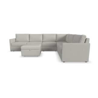 Flex 6-Seat Sectional with Narrow Arm and Storage Ottoman