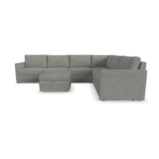 Flex 6-Seat Sectional with Narrow Arm and Storage Ottoman