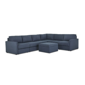 Flex 6-Seat Sectional with Narrow Arm and Storage Ottoman