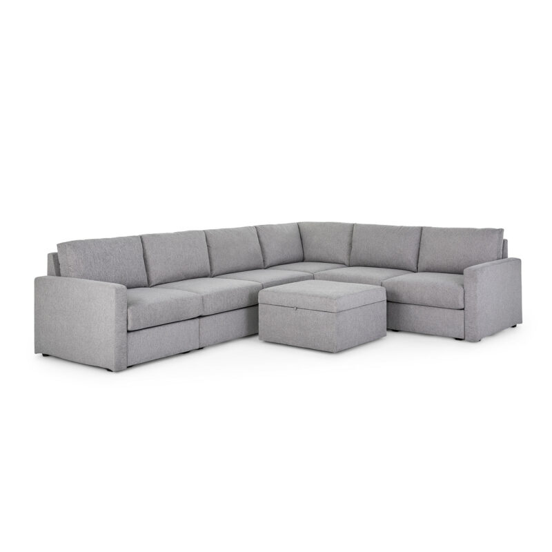 Flex 6-Seat Sectional with Standard Arm and Storage Ottoman