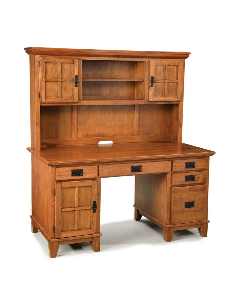 Arts & Crafts Pedestal Desk with Hutch